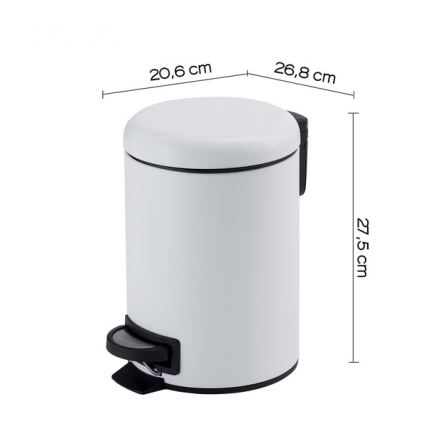 Gedy - Coș de gunoi POTTY 5 l, cu închidere silențioasă, alb