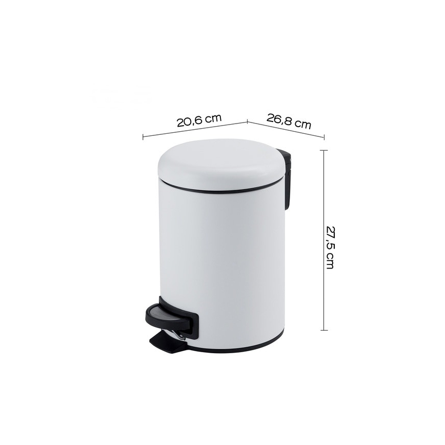 Gedy - Coș de gunoi POTTY 5 l, cu închidere silențioasă, alb
