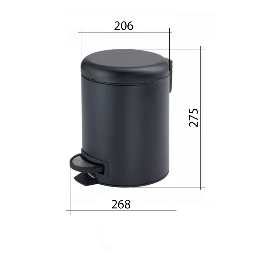 Gedy - Coș de gunoi POTTY, 5 L, cu închidere silențioasă, gri metalizat