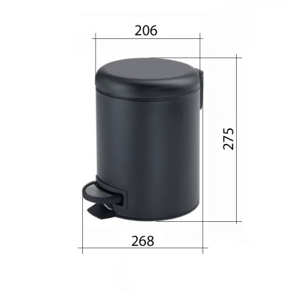 Gedy - Coș de gunoi POTTY 5 l, cu închidere silențioasă, negru mat
