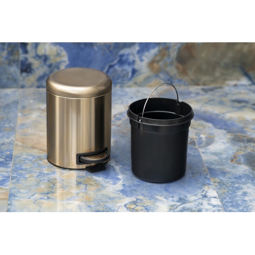 Gedy - Coș de gunoi POTTY, 5 L, închidere silențioasă, auriu mat