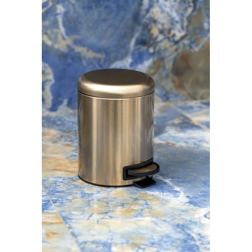 Gedy - Coș de gunoi POTTY, 5 L, închidere silențioasă, auriu mat