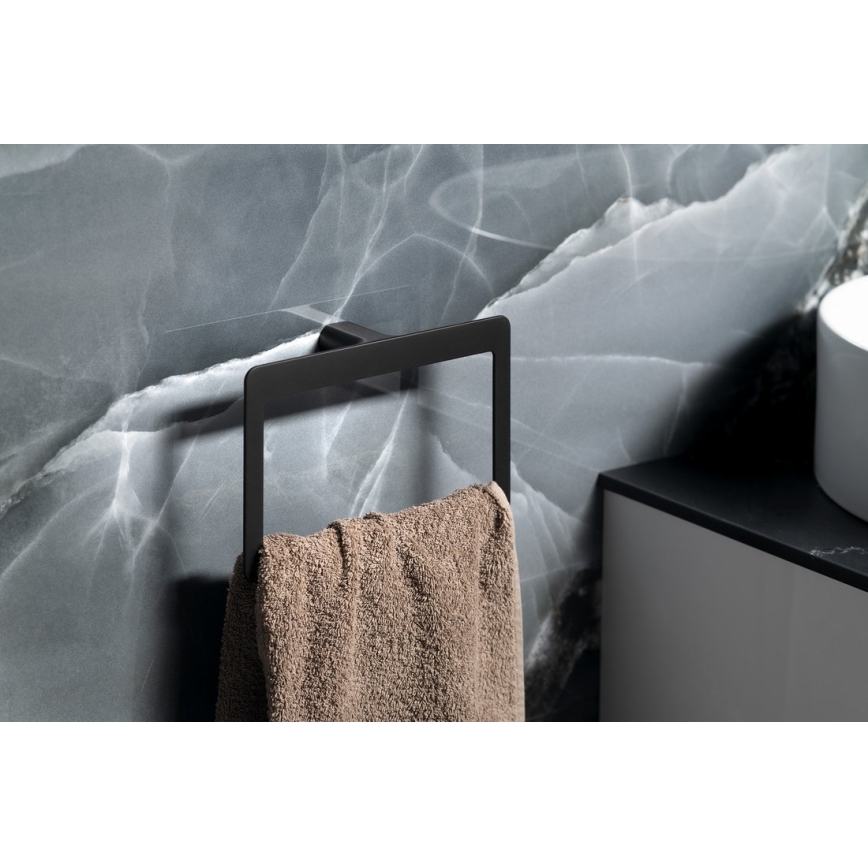 Gedy - Cuier de perete pentru prosoape PIRENEI 15x23 cm negru mat