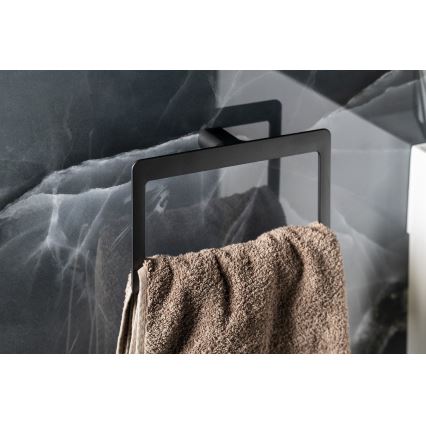 Gedy - Cuier de perete pentru prosoape PIRENEI 15x23 cm negru mat