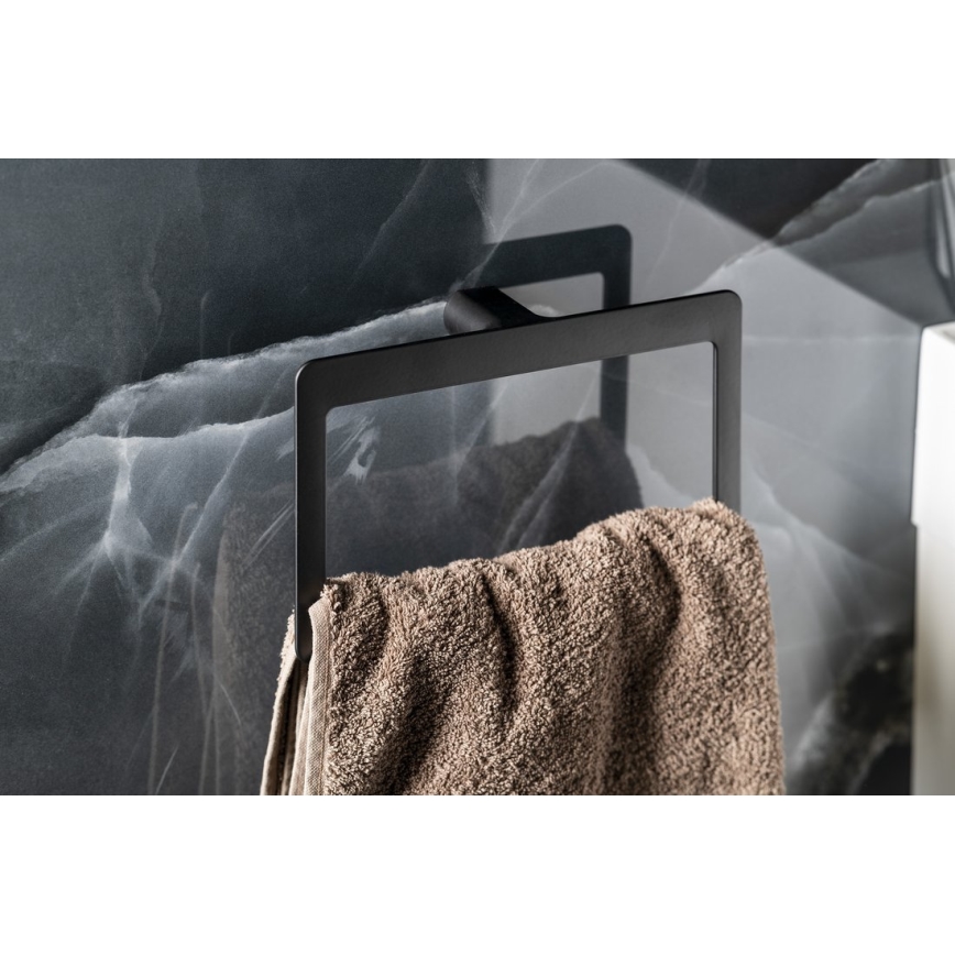 Gedy - Cuier de perete pentru prosoape PIRENEI 15x23 cm negru mat