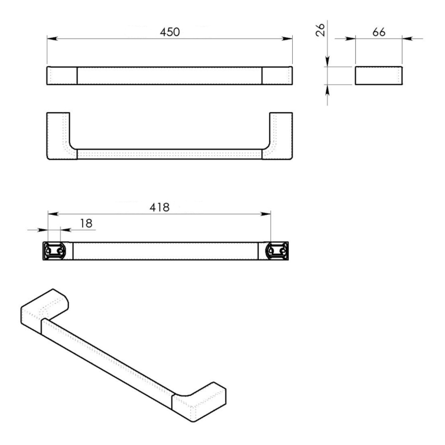 Gedy - Cuier de perete pentru prosoape PIRENEI 6,6 x 45 cm, auriu mat