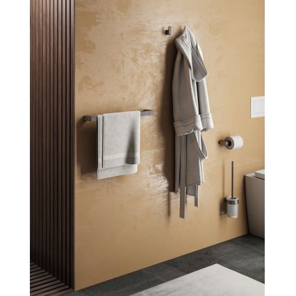 Gedy - Cuier de perete pentru prosoape PIRENEI 6,6x45 cm gri metalizat