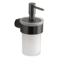 Gedy - Dozator de săpun montat pe perete PIRENEI 110 ml sticlă opal/gri metalic