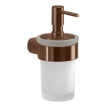 Gedy - Dozator de săpun montat pe perete PIRENEI, 140 ml, sticlă opală/bronz
