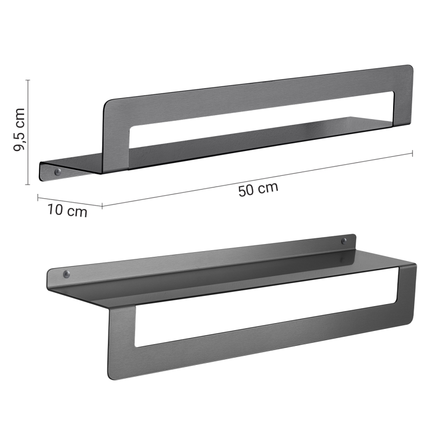 Gedy - Etajeră cu suport pentru prosoape CLEO, 50 cm, gri metalizat