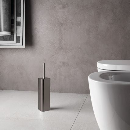 Gedy - Perie WC cu suport SCOPINO, gri metalizat