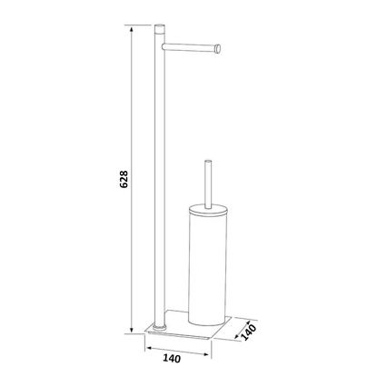 Gedy - Perie WC de podea cu suport pentru hârtie igienică TRILLY, gri metalizat