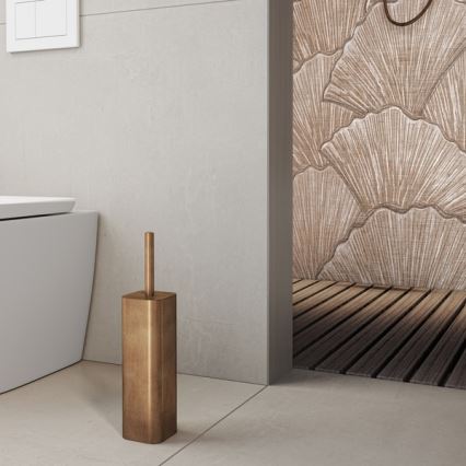 Gedy - Perie WC de podea JACK, bronz