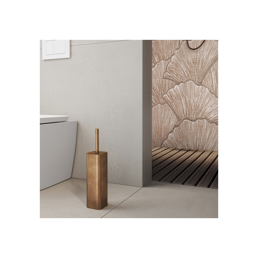 Gedy - Perie WC de podea JACK, bronz