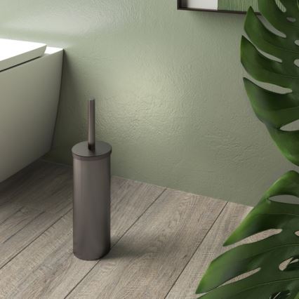 Gedy - Perie WC de podea SCOPINO, gri metalizat