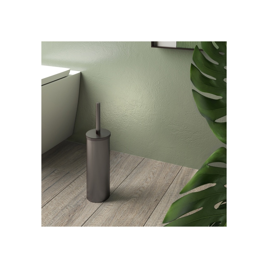 Gedy - Perie WC de podea SCOPINO, gri metalizat