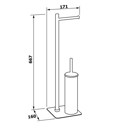 Gedy - Perie WC independentă cu suport pentru hârtie igienică FLORI, crom lucios