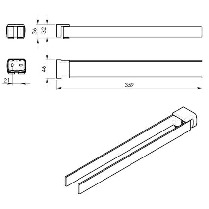 Gedy PIRENEI - Suport de perete pentru prosoape, 35,9 cm, auriu mat