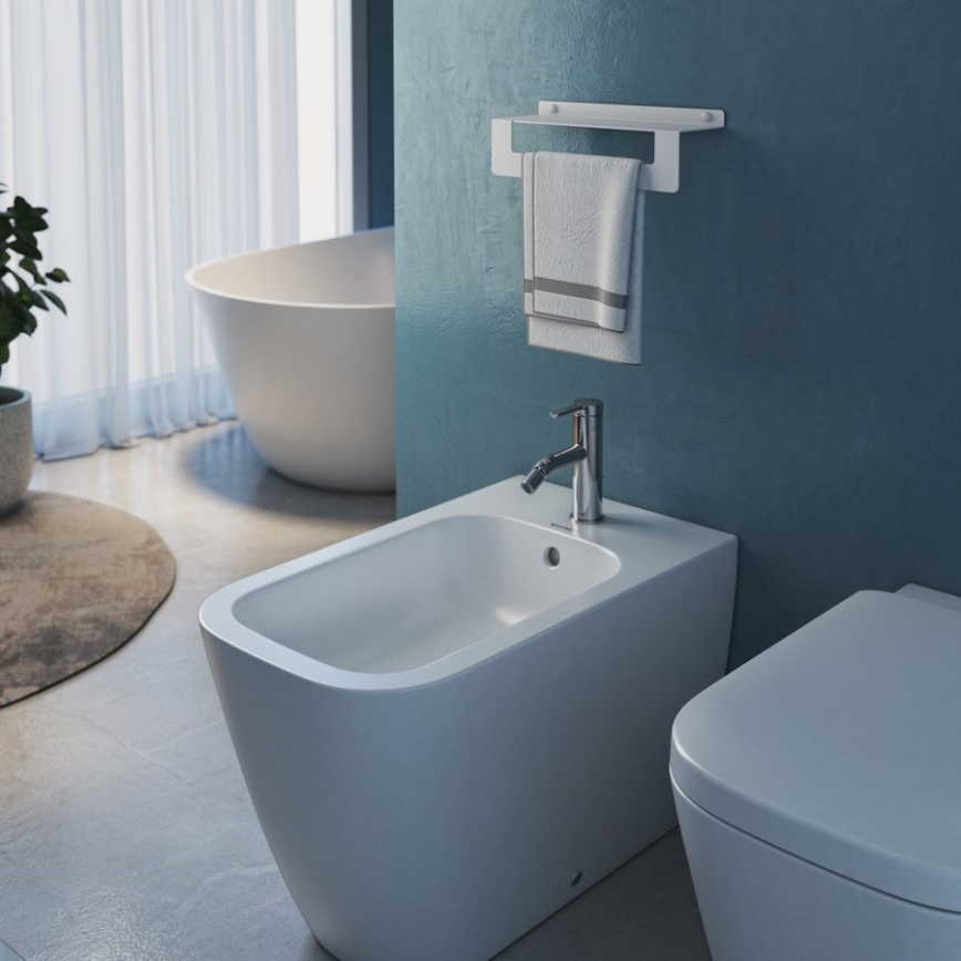 Gedy - Poliță CLEO 50 cm cu suport pentru prosoape, alb mat