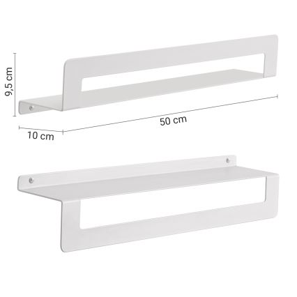 Gedy - Poliță CLEO 50 cm cu suport pentru prosoape, alb mat