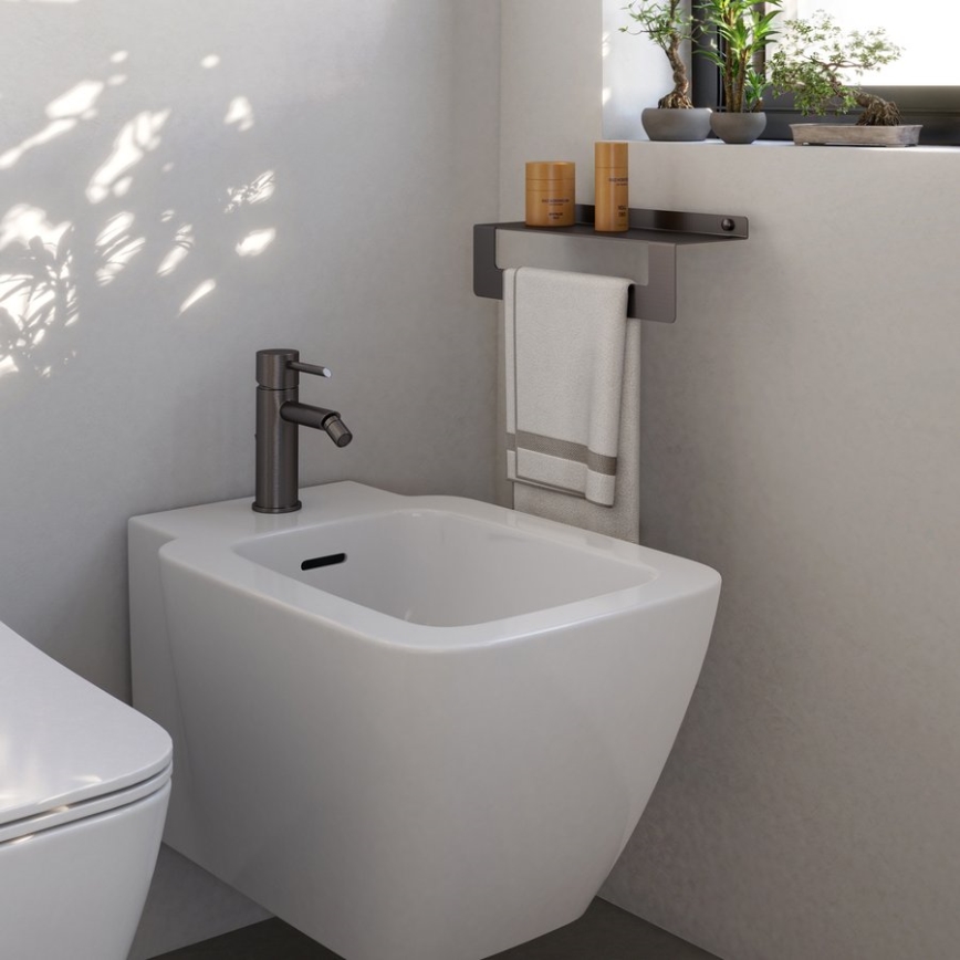 Gedy - Poliță CLEO cu suport pentru prosoape, 30 cm, gri metalizat