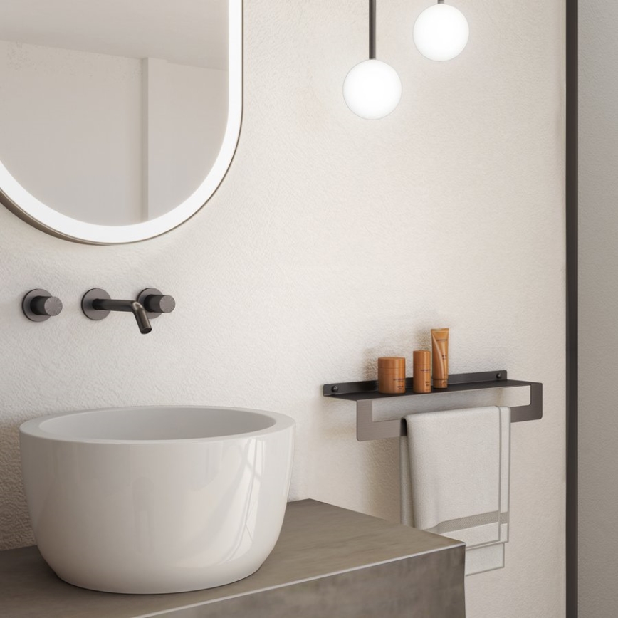 Gedy - Poliță CLEO cu suport pentru prosoape, 30 cm, gri metalizat