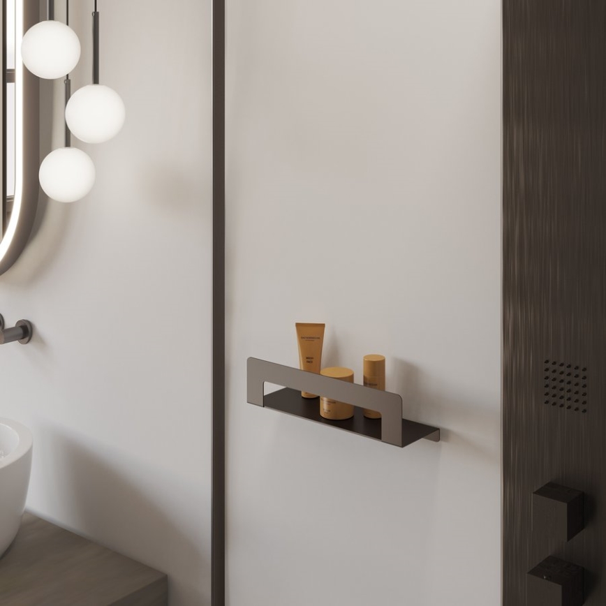 Gedy - Poliță CLEO cu suport pentru prosoape, 30 cm, gri metalizat