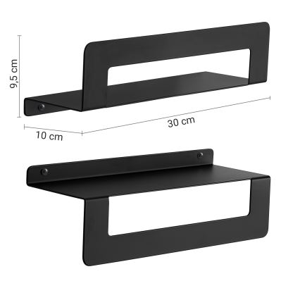 Gedy - Poliță cu bară pentru prosoape CLEO, 30 cm, negru mat
