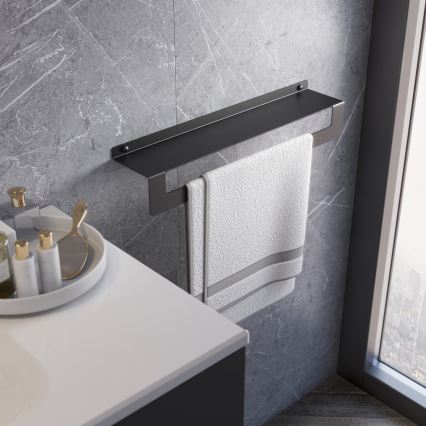Gedy - Poliță cu cuier pentru prosoape CLEO, 50 cm, inox mat