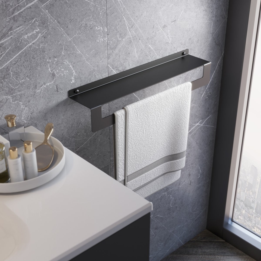Gedy - Poliță cu cuier pentru prosoape CLEO, 50 cm, inox mat
