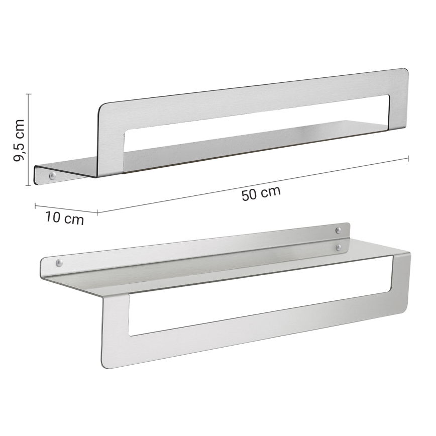 Gedy - Poliță cu cuier pentru prosoape CLEO, 50 cm, inox mat