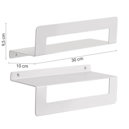 Gedy - Poliță cu suport pentru prosoape CLEO, 30 cm, alb mat