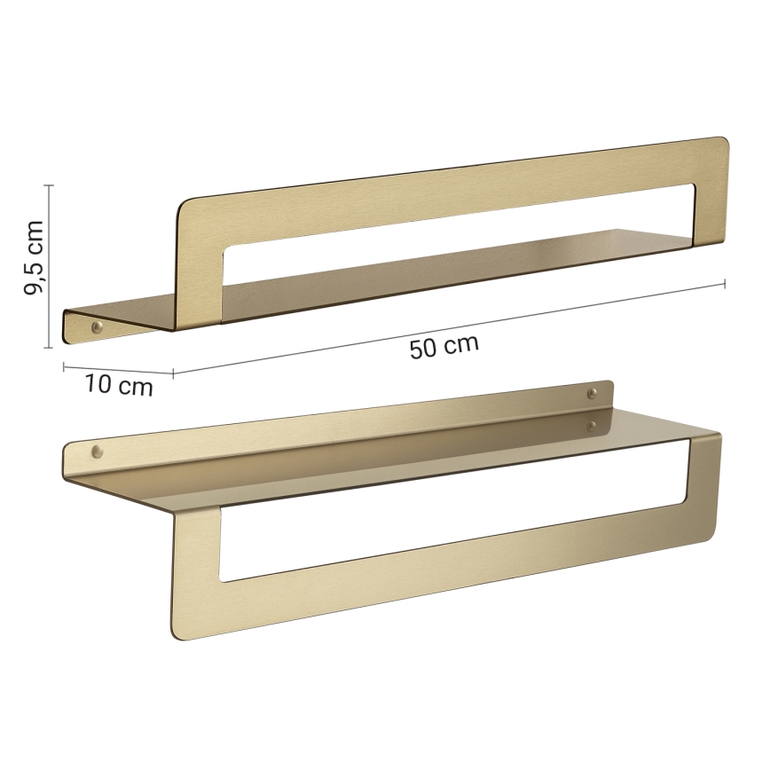 Gedy - Poliță cu suport pentru prosoape CLEO 50 cm, auriu mat