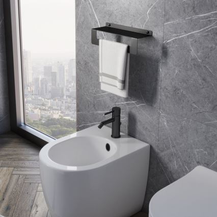 Gedy - Poliță cu suport pentru prosoape CLEO, 50 cm, negru mat