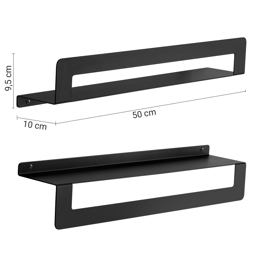 Gedy - Poliță cu suport pentru prosoape CLEO, 50 cm, negru mat