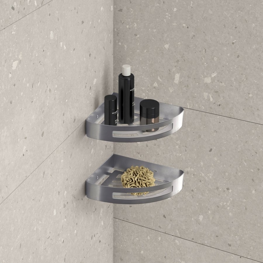 Gedy - Poliță de colț pentru duș SMART, 21 x 4,5 cm, gri metalizat