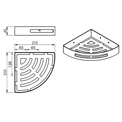 Gedy - Poliță de colț pentru duș SMART, 21 x 4,5 cm, gri metalizat