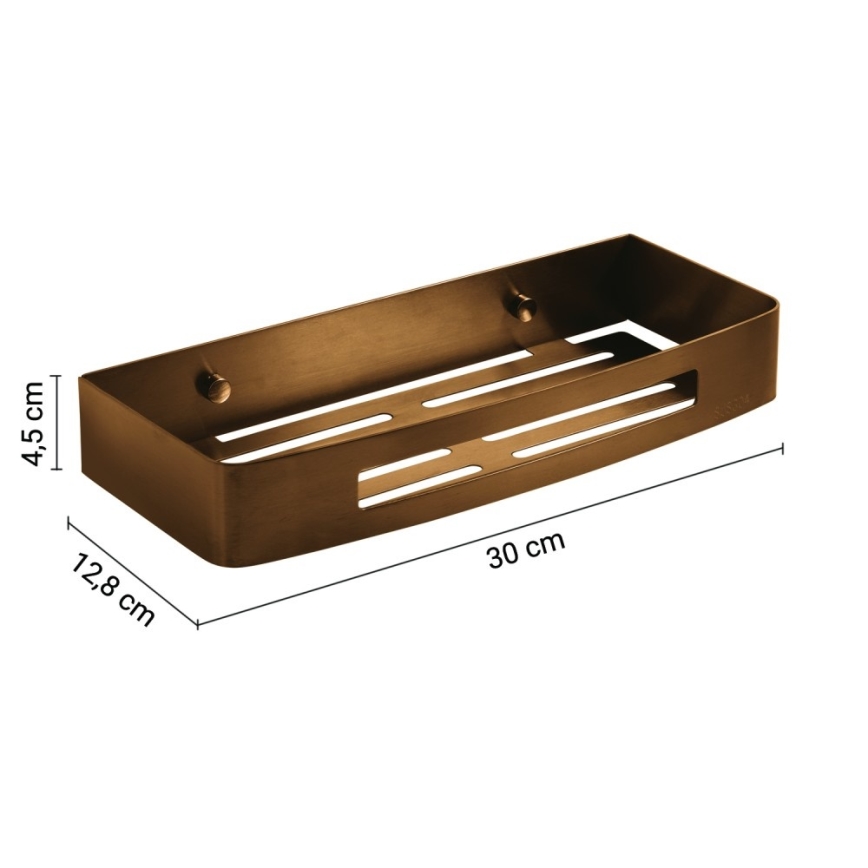 Gedy - Poliță de perete pentru duș SMART, 30 x 12,8 cm, bronz