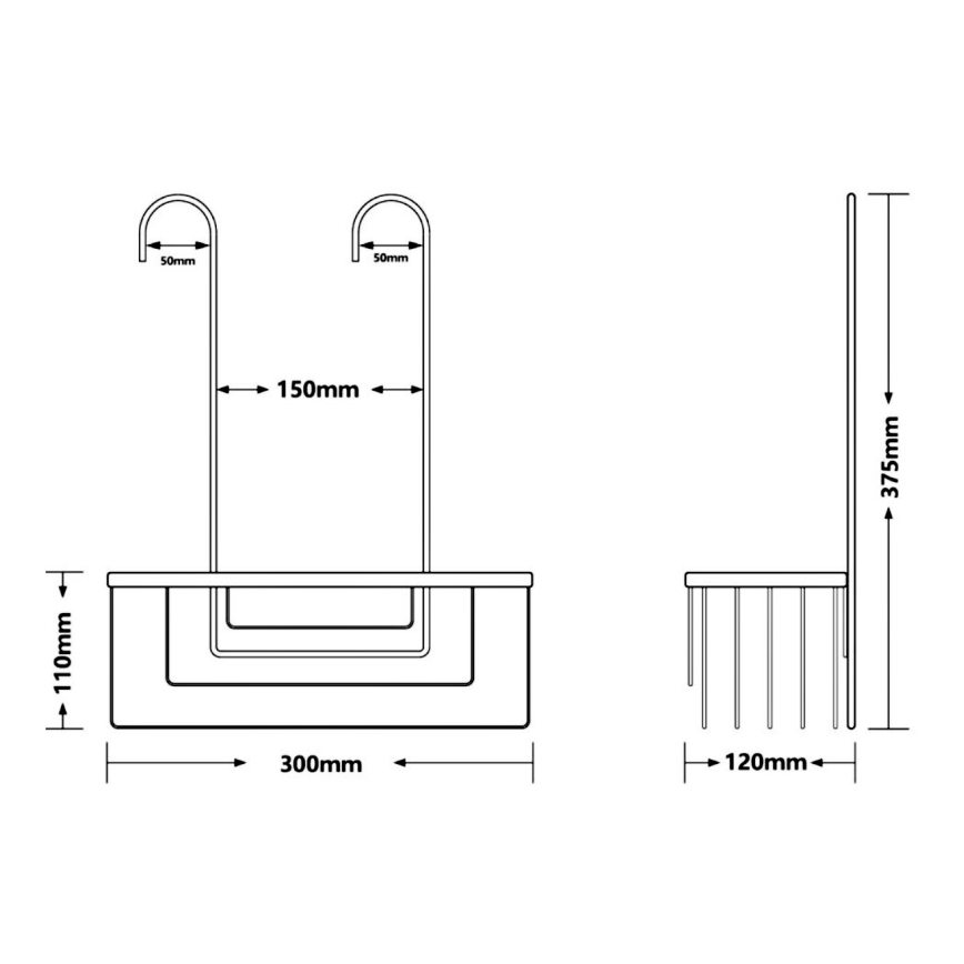 Gedy - Poliță suspendată pentru duș SMART, 37,5 x 30 cm, gri metalizat