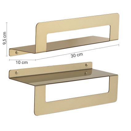 Gedy - Raft CLEO cu bară pentru prosoape, 30 cm, auriu mat