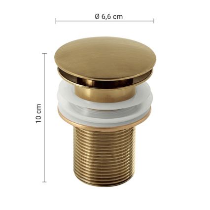 Gedy - Scurgere click-clack pentru lavoar, Ø 6,6 cm, auriu