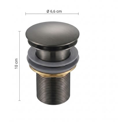 Gedy - Scurgere pentru lavoar CLICK-CLACK, pr. 6,6 cm, gri metalizat