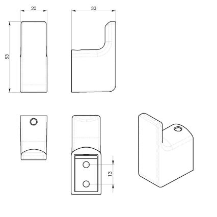 Gedy - Set de 2 cârlige de perete PIRENEI, gri metalic
