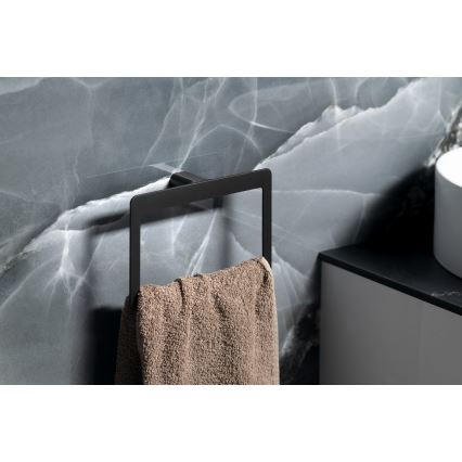 Gedy - Suport de perete pentru prosoape PIRENEI 15x23 cm negru mat