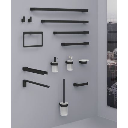Gedy - Suport de perete pentru prosoape PIRENEI 15x23 cm negru mat