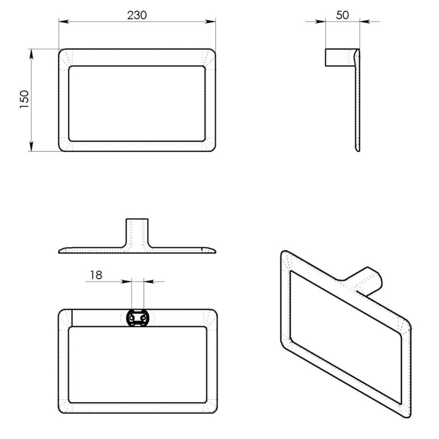 Gedy - Suport de perete pentru prosoape PIRENEI 15x23 cm negru mat