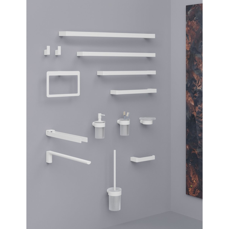 Gedy - Suport de perete pentru prosoape PIRENEI 35,9 cm alb mat