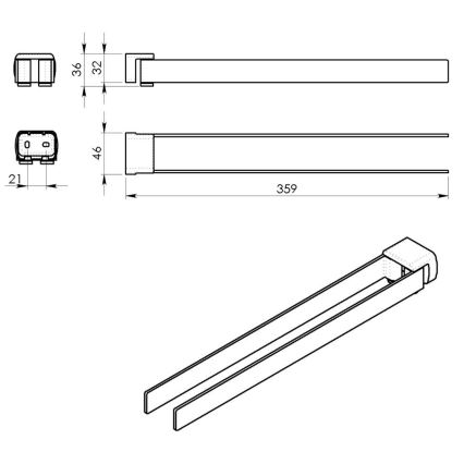 Gedy - Suport de perete pentru prosoape PIRENEI, 35,9 cm, gri metalizat