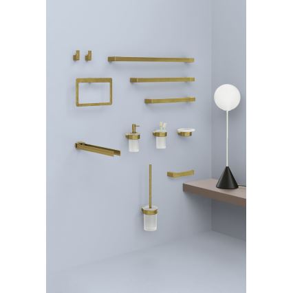 Gedy - Suport de perete pentru prosoape PIRENEI 6,6x35 cm auriu mat