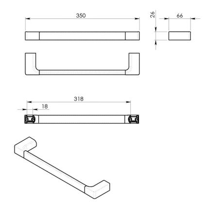 Gedy - Suport de perete pentru prosoape PIRENEI 6,6x35 cm auriu mat